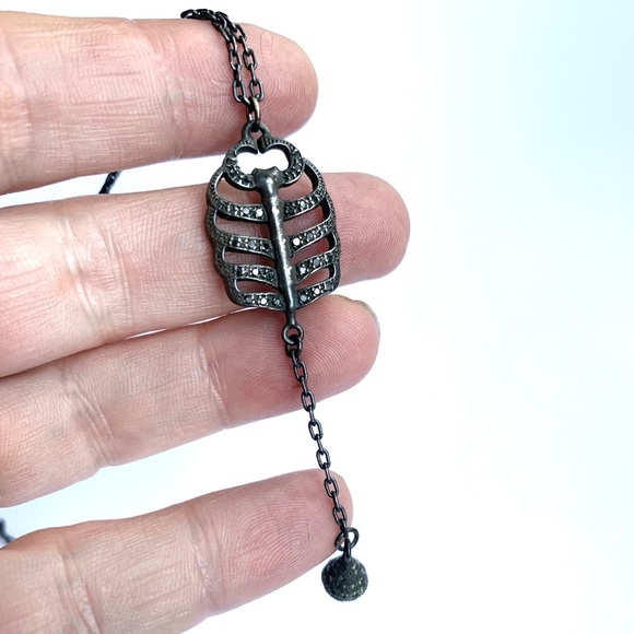 Black Diamond Pave Silver Necklace - Picture 1 of 5